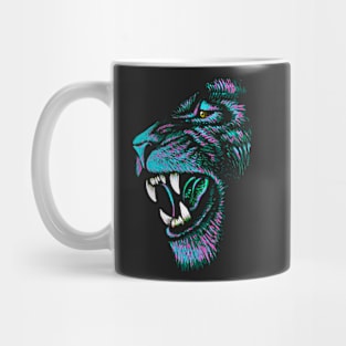 Artistic Lion Head - Blue Lion Drawing Mug